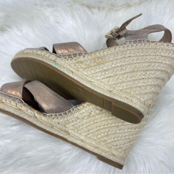 Joie Jace | bronze,metallic ankle strap wedge 37 1/2 open toe espadrille… - Picture 10 of 11